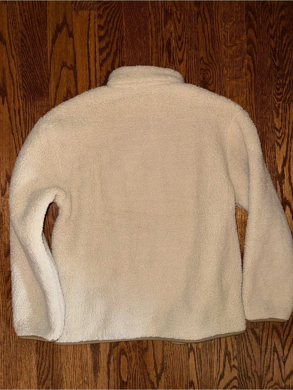 Old Navy Cream Sherpa Jacket with Tan Pocket Trim